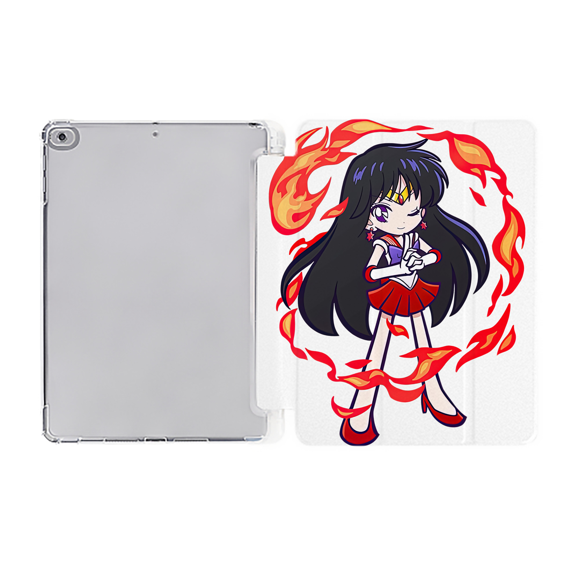 （画像用） 美少女戦士セーラームーン 火野レイ ひの レイ Sailor Moon Hino Rei （セーラーマーズ,Sailor Mars） IPad ケース ペン収納付き 三つ折りスタンド PUレザー×シリコン 対応機種9.5/10.5/10.9インチ